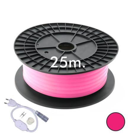 Pyöreä neonjoustava LED 16mm 25m - 9.6W / m - vaaleanpunainen