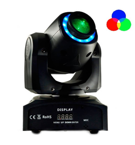 Cabeça móvel LED Projector 30w BOSTON Branco + 7 Cores - 7 Gobos Fixos - DMX