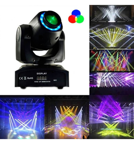Cabeça móvel LED Projector 30w BOSTON Branco + 7 Cores - 7 Gobos Fixos - DMX
