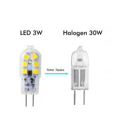 LED lyspære G4  2.5W nøytral hvit 4000K 12V DC