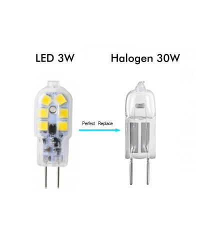 LED lyspære G4  2.5W nøytral hvit 4000K 12V DC