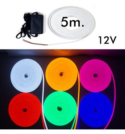 LED Stripe Neon Rot LED 6mm 12V + Stromversorgung