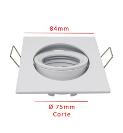 Frame square adjustable for LED MR16  GU10 - Aluminium
