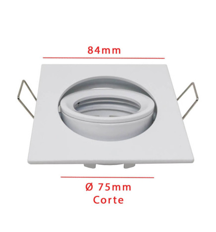 Frame square adjustable for LED MR16  GU10 - Aluminium
