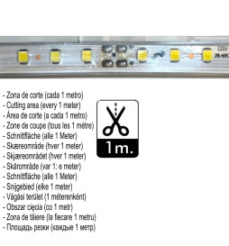 Striscia LED 10W dimmerabile 220V AC SMD 2835 120 LED/m bianco caldo IP65 - 10mm