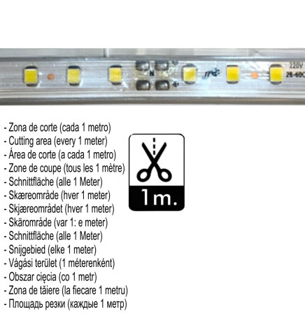 LED Strip 10W Dimmable 220V AC SMD 2835 120 LED/m Warm White IP65 - 10mm