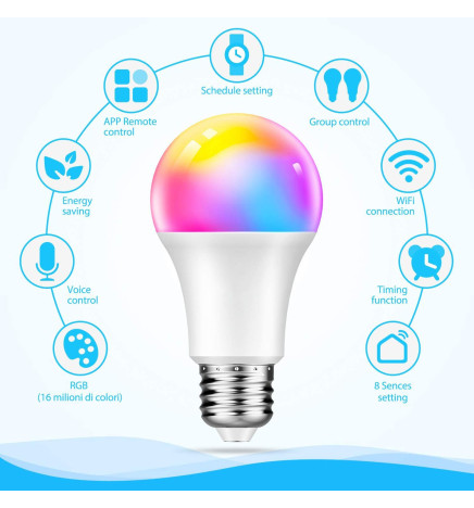 Bombilla LED 10W SMART Wifi  RGB+CCT  - A60 Regulable - E27
