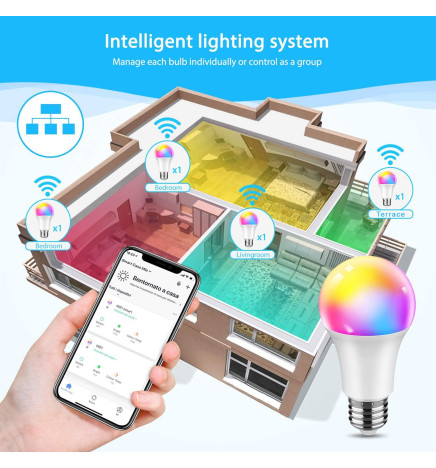 Bombilla LED 10W SMART Wifi  RGB+CCT  - A60 Regulable - E27