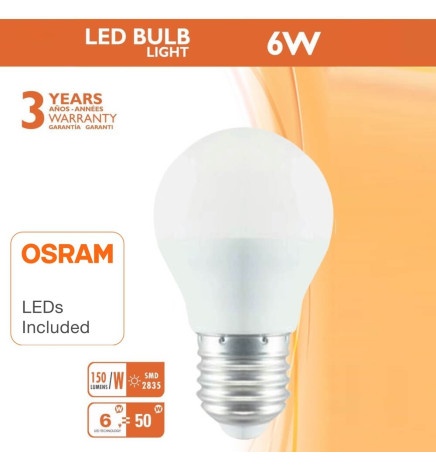 LED Bulb 6W  E27 G45 220º - OSRAM Chip