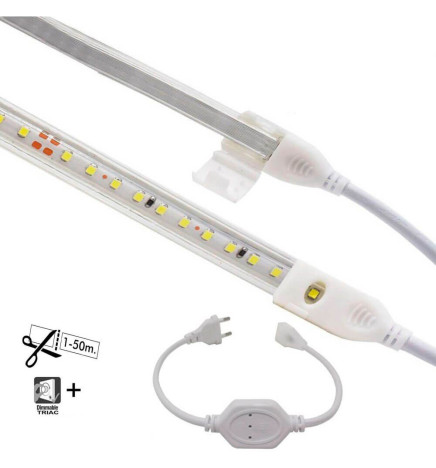 LED Strip 10W Dimmable 220V AC SMD 2835 120 LED/m Warm White IP65 - 10mm