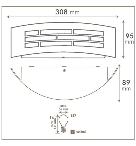 Applique LED  E27 GOTEBURGO INOX per esterno