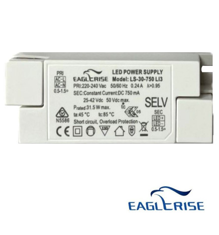 Driver for LED luminaires 25W 750mA