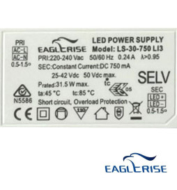 Driver for LED luminaires 25W 750mA