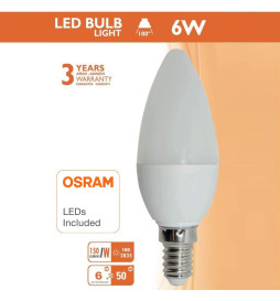 Kerze 6W LED Lampe E14 C37 180º - OSRAM Chip