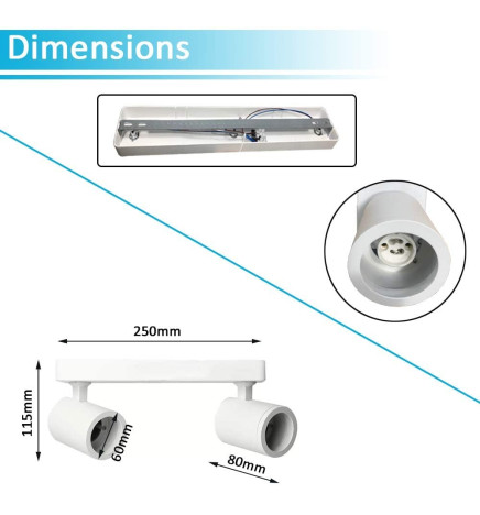 Hvit taklampe for 2x GU10