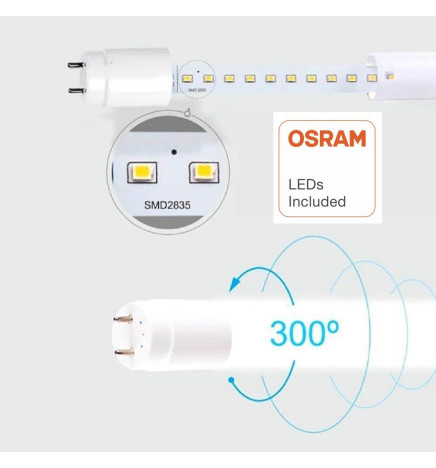 LED-Lysrör 13W Glas 90cm 300º - HÖG LJUSSTYRKA - OSRAM CHIP