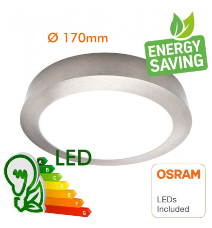 LED taklampe sirkulær overflate rustfritt stål 15W - CCT