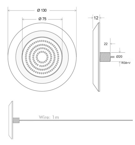 Lâmpada LED Subaquática DC12V - 12W - IP68