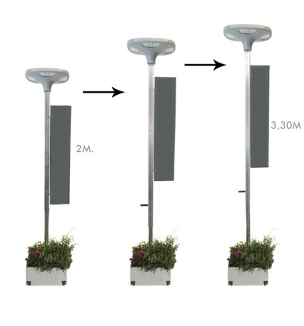 Apparecchio LED Stradale SOLARE 100W SUNWAY + Supporto portatile regolabile in altezza con ruote