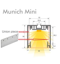 Aluminum joint plate - Linear luminaire -Munich Mini and Moscow Mini
