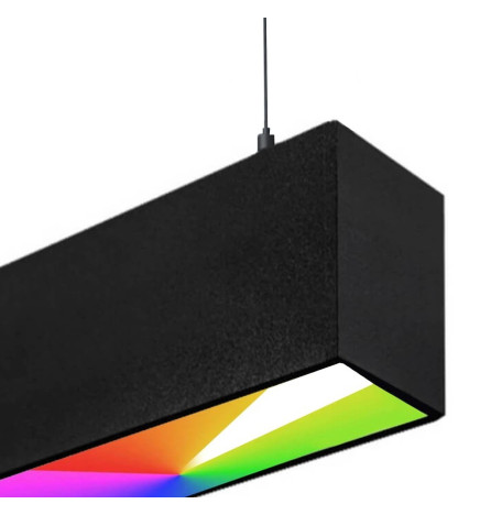 Lineær lampe LED RGB+WITE  - vedhæng - MÜNCHEN SLIM SORT - 0,5m - 1m - 1,5m - 2m - IP54