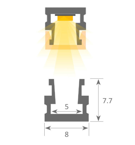 Integrierte LED-Linearleiste - Oberfläche - DETROIT - SILBER -24V- 0,5m - 1m - 1,5m - 2m