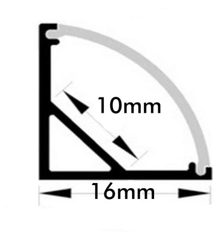 Aluminiumprofil  - Svart Vit - 2 meter - L - för LED