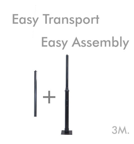 Søjle REKA - Sort - 3 meter - 4 meter