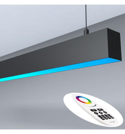 Lineær lampe LED RGB+WITE  - vedhæng - MÜNCHEN SLIM SORT - 0,5m - 1m - 1,5m - 2m - IP54