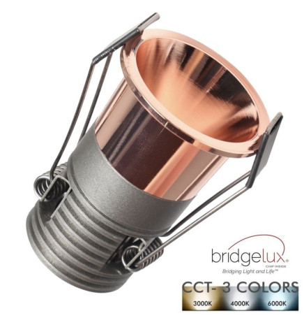 5W LED Downlight  Pearl Chrome Bridgelux Chip - 40° - UGR11- CCT