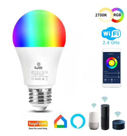 Bombilla LED 10W SMART Wifi  RGB+CCT  - A60 Regulable - E27