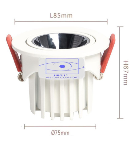 Downlight LED 12W Blanc - Bridgelux Chip - UGR11- CCT