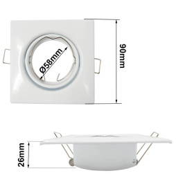 Firkantet justerbar ring for dikroisk LED GU10 MR16