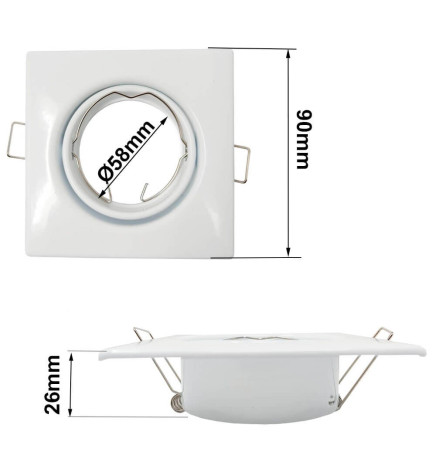 Firkantet justerbar ring for dikroisk LED GU10 MR16