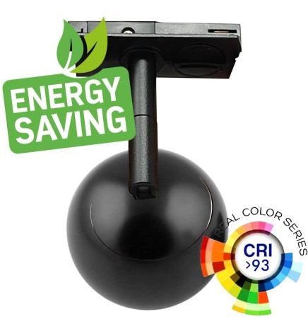 LED Tracklight 10W FENIX - Black - Single-phase rails - CRI+93
