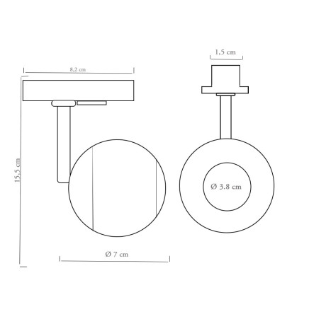 LED-spotlight 10W FENIX - Svart -  1-fas skena - CRI+93