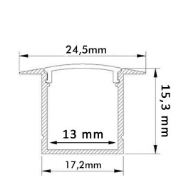 Aluminiumsprofil - Sort Hvid- 2 meter - Vinger - til LED