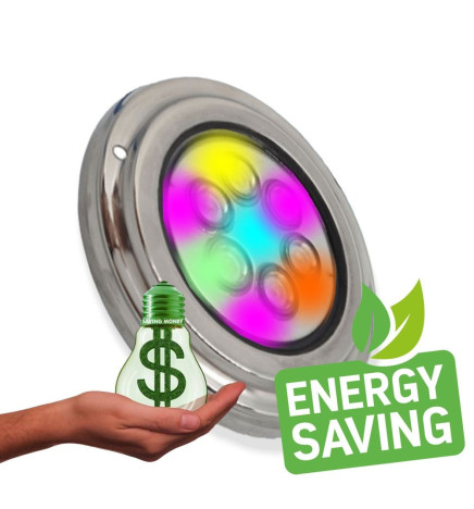 Lámpara LED RGB Sumergible 18W - DC12V - IP68 - Acero Inoxidable