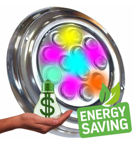 Lámpara LED RGB Sumergible 36W - DC12V - IP68 - Acero Inoxidable