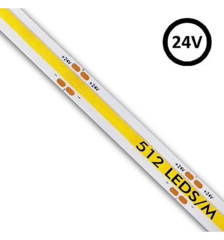 LED Strip COB 24V | 512 LED/m | 5m | FLIP CHIP | 1650Lm | 15W/M | CRI90 | IP20