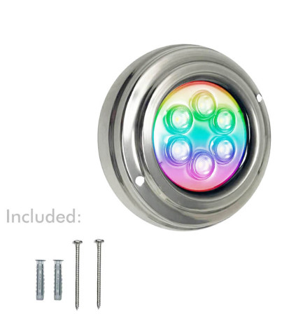 Lámpara LED RGB Sumergible 18W - DC12V - IP68 - Acero Inoxidable