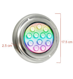 Lámpara LED RGB Sumergible 36W - DC12V - IP68 - Acero Inoxidable