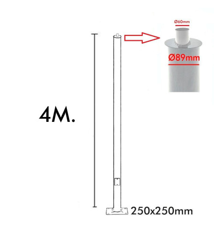 Gadelyssøjle URBAN - Galvaniseret - 3 meter - 4 meter