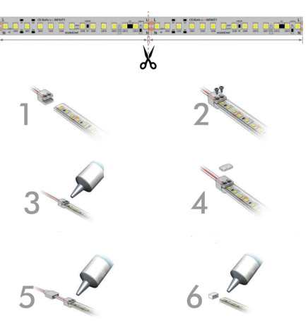 KIT silikonlim for LED-strips + kobling + deksel + endelokk - IP65