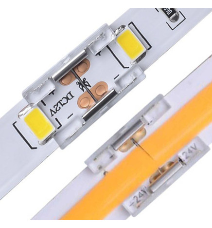 Conector Transparente para unión tiras LED COB + SMD - 10mm - IP20