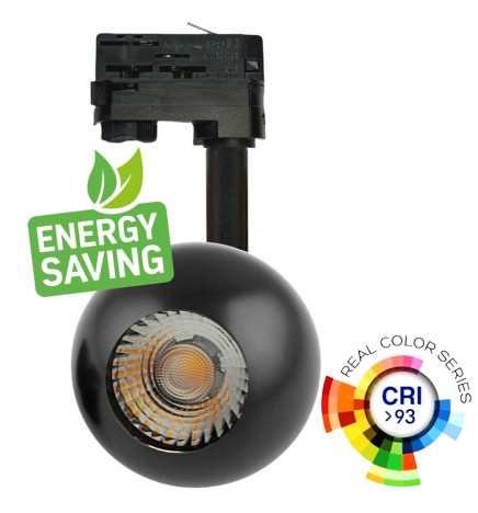 LED-spotlight 10W FENIX - svart krom -  3-fas skena - CRI+93