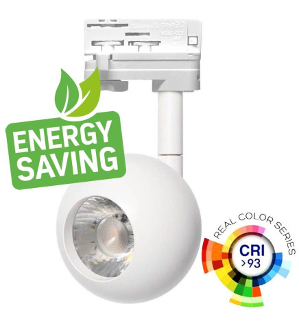 Spot LED 10W FENIX - Blanc - Rail Triphasé - CRI+93