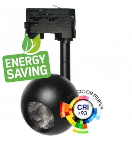 LED Tracklight 10W FENIX - BLACK - 3-PHASE rails - CRI+93