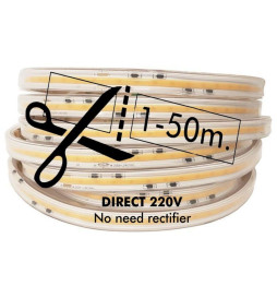 LED Strip COB 220V | 640 LED/m | 50m | FLIP CHIP | 1650Lm | 15W/M | CRI90 | IP20 | Cut 100cm