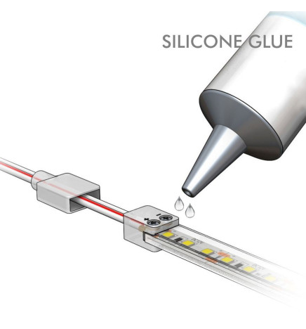 KIT silikonlim for LED-strips + kobling + deksel + endelokk - IP65